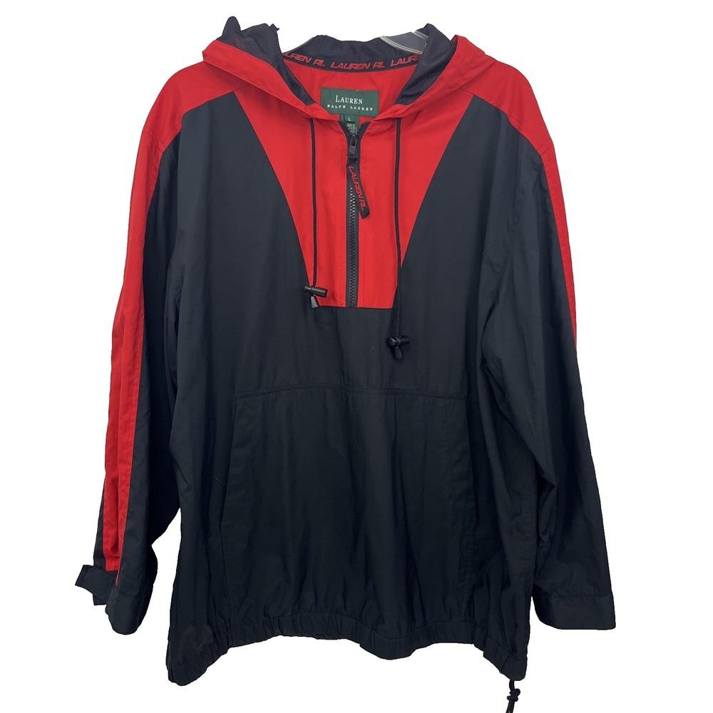 Lauren Ralph Lauren Vintage Windbreaker Jacket Size L Red Black 90s Streetwear